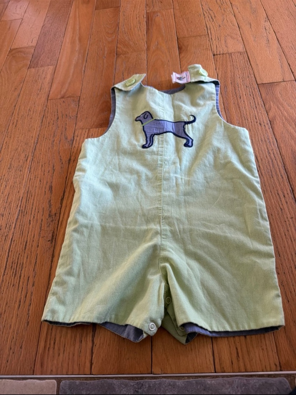Smocked  Romper with Purple Dog Applique